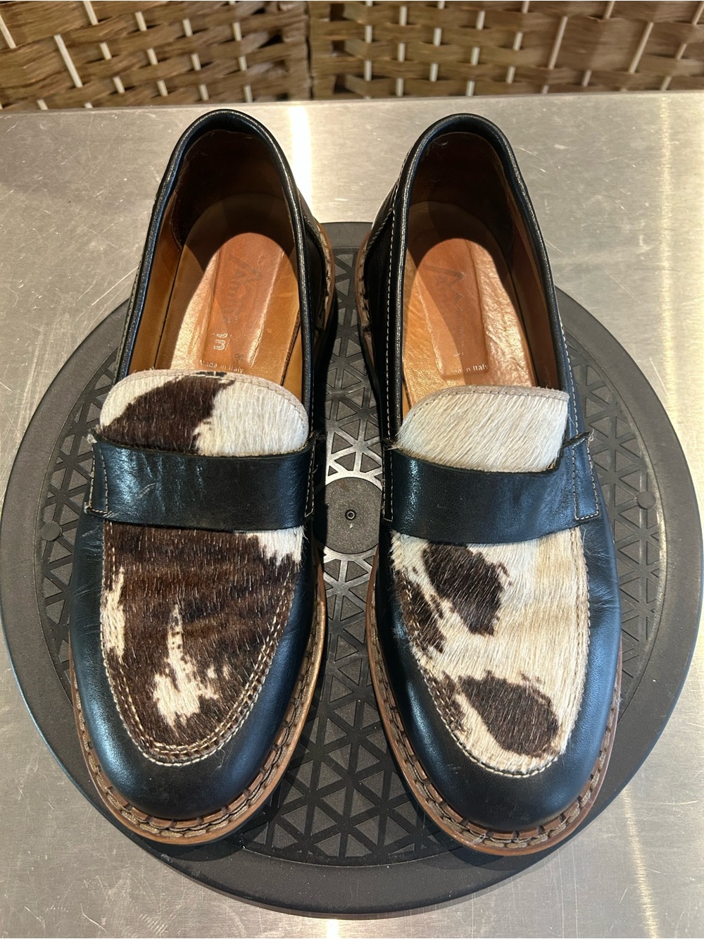 Ammann Cowhide Leather Loafers 39 Made Italy Lug Sole Western Dark Academia